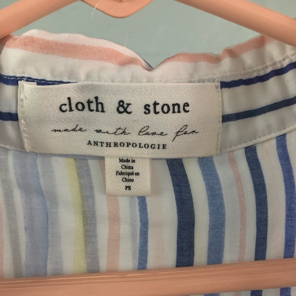 Anthropologie Cloth & Stone Striped Shirt Button Front Long Sleeve Size Small - Picture 3 of 4